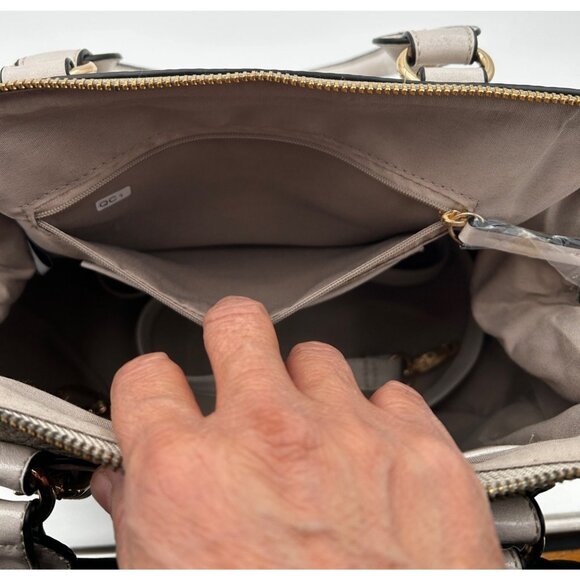 Aldo Satchel Bag Women’s Taupe Beige Faux Leather Croc Embossed NWOT Work Bag - Picture 10 of 11